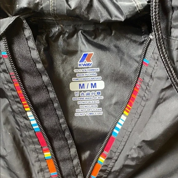 K-Way Black Half-Zip Hooded Windbreaker Jacket Size Medium - Picture 4 of 16